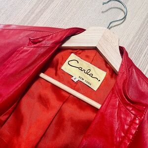 Vintage Red Leather Bomber Jacket